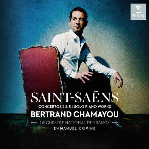 the album cover for Bertrand Chamayou - Saint-saens: Piano Concertos Nos. 2 & 5 Pieces for solo piano