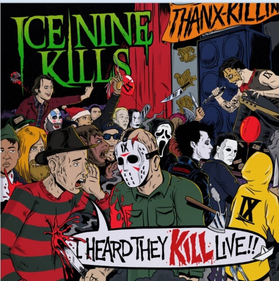 the album cover for Ice Nine Kills - I Heard They Kill Live