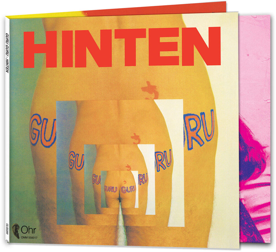 the album cover for Guru Guru - Hinten (Purple Orange & Red Splatter Vinyl) [Colored Vinyl]