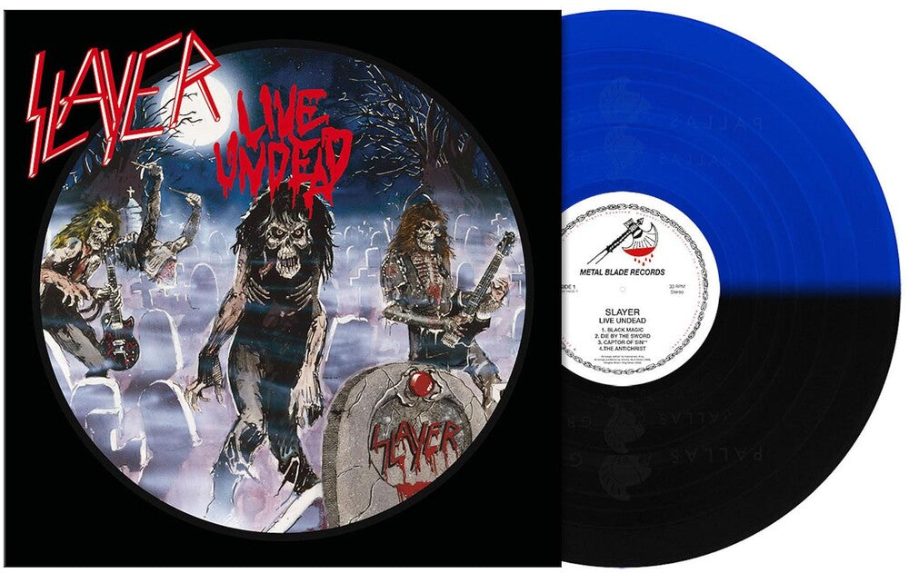 the album cover for Slayer - Live Undead [Limited Edition Midnight Blue & Black Split LP]
