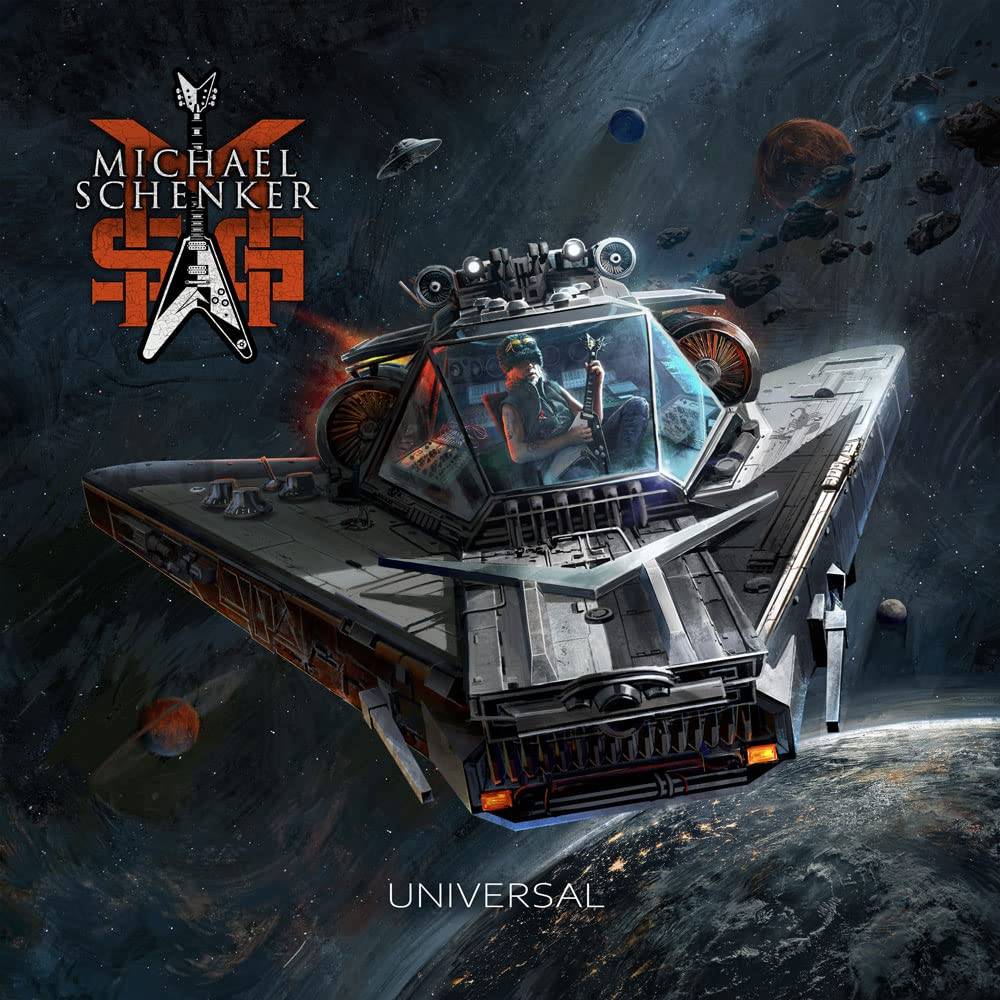 the album cover for Michael Schenker Group - Universal [Indie Exclusive Limited Edition Red/White/Black Marbled LP]
