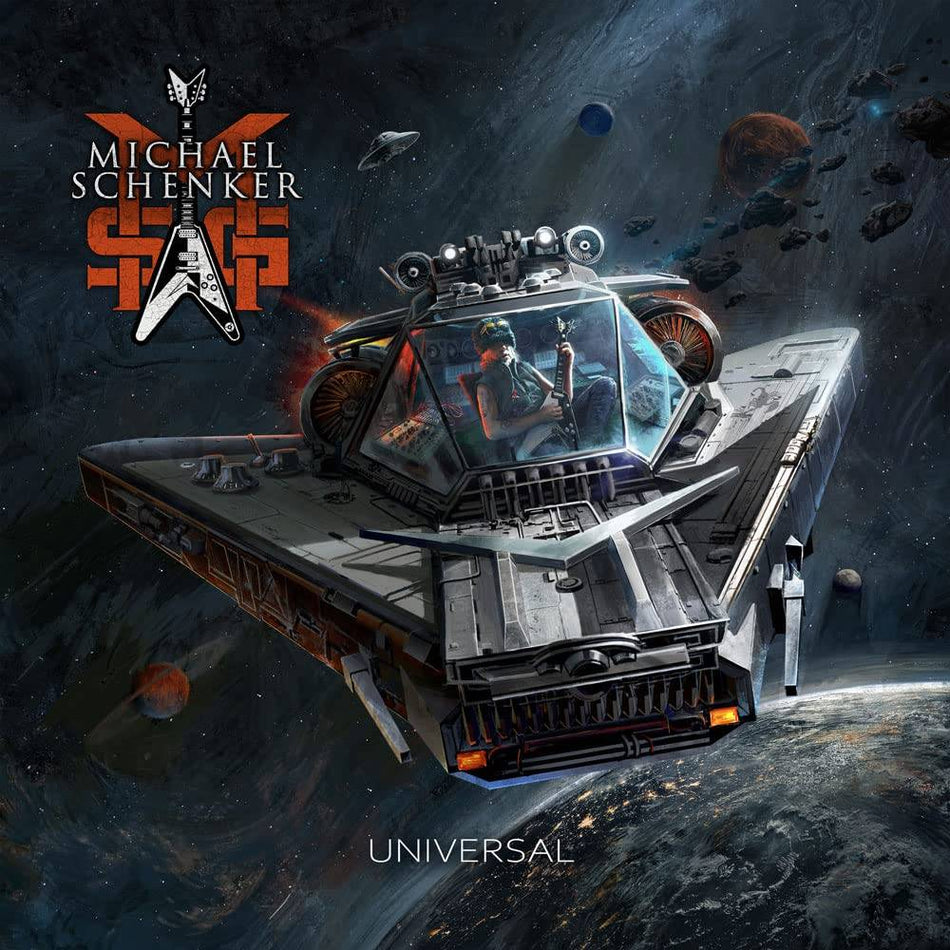 the album cover for Michael Schenker Group - Universal [Indie Exclusive Limited Edition Red/White/Black Marbled LP]
