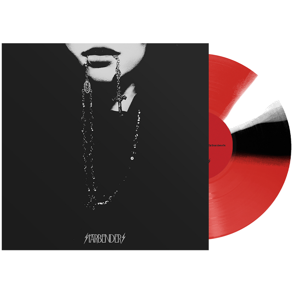 the album cover for Starbenders - The Beast Goes On [Indie Exclusive Trans Red w/ Black + White Twists]