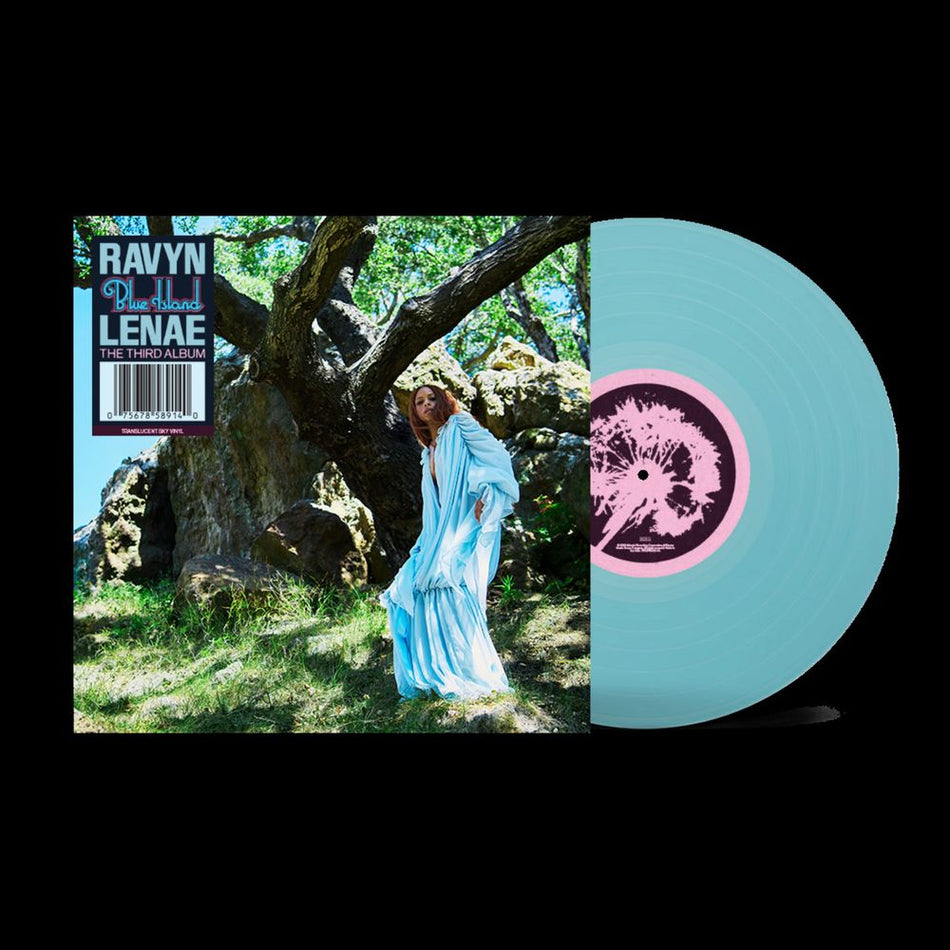 the album cover for Ravyn Lenae - Blue Island [Translucent Sky]