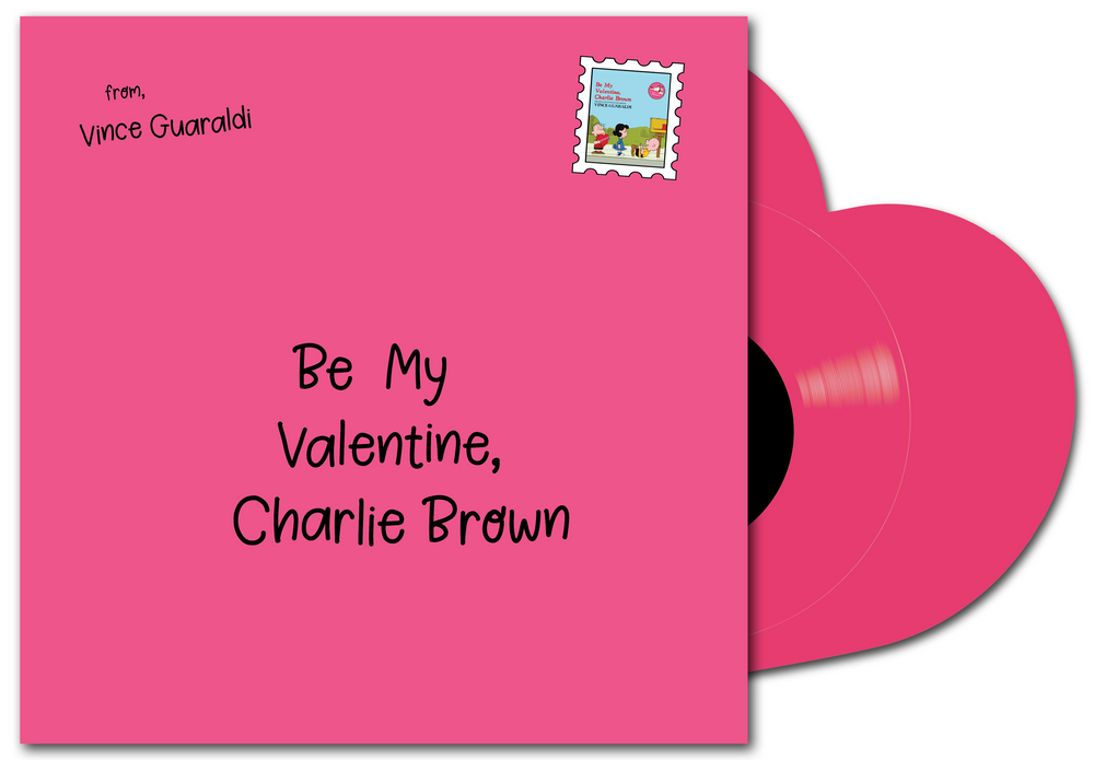 the album cover for Vince Guaraldi - Be My Valentine, Charlie Brown - Selections From The Original Soundtrack [Indie Exclusive Hot Pink Heart-Shaped]