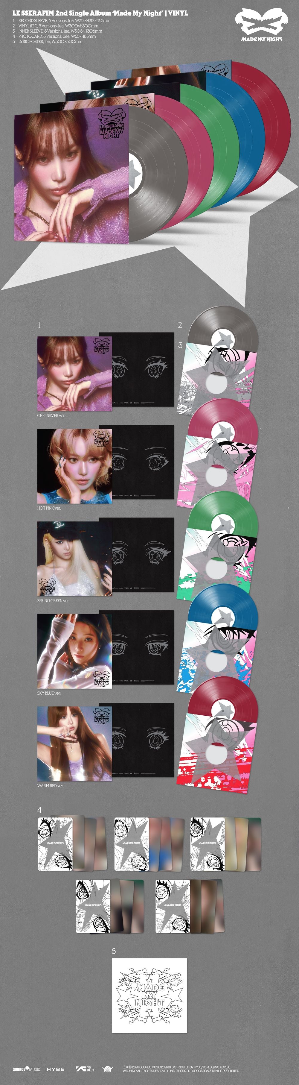 the album cover for LE SSERAFIM - 2nd Single Album 'Made My Night' [HOT PINK ver.]