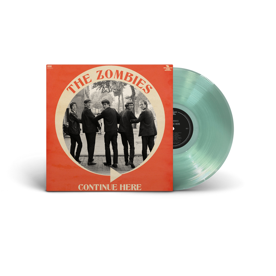 the album cover for The Zombies - Continue Here - Mono Remastered [Indie Exclusive Coke Bottle Clear]