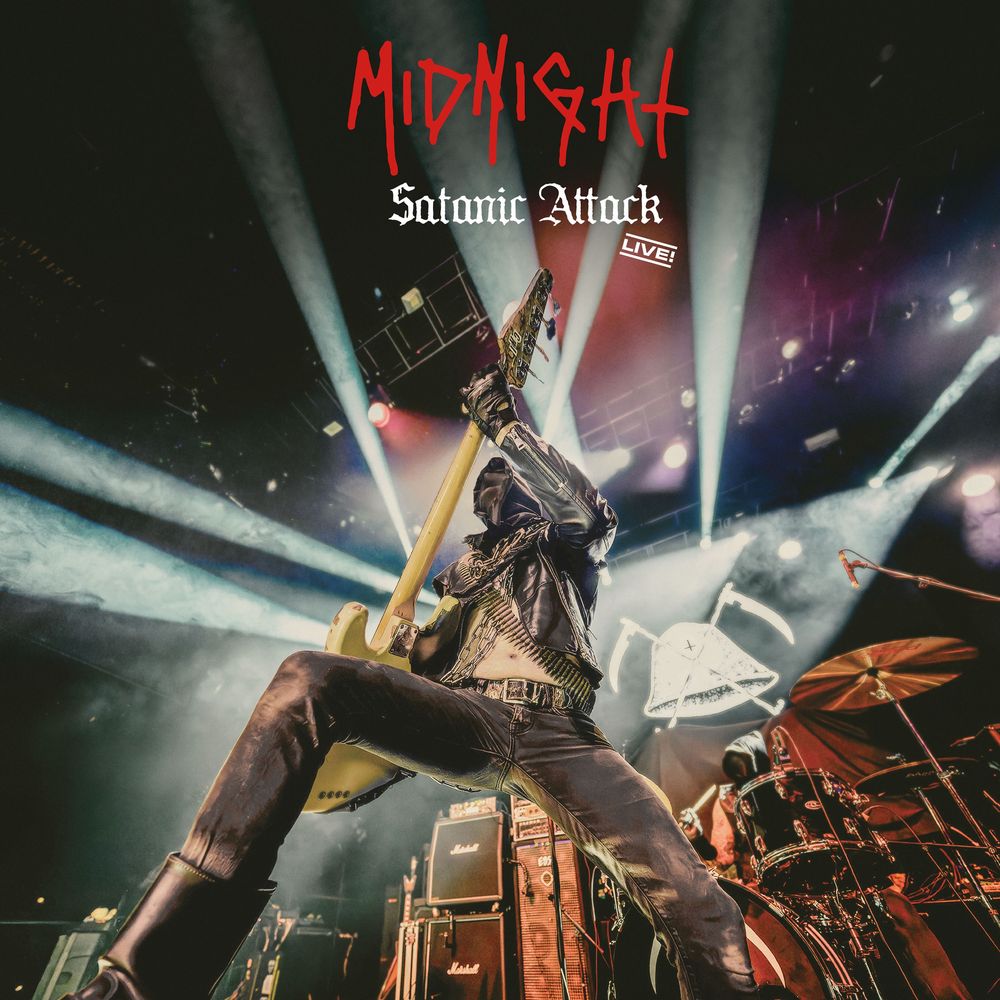 the album cover for Midnight - Satanic Attack Live!