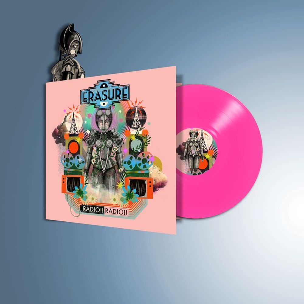 the album cover for Erasure - Radio !! Radio !! [Indie Exclusive Hot Pink]