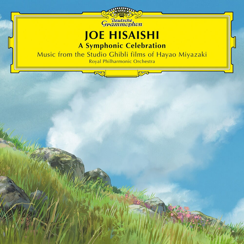 the album cover for Joe Hisaishi, Royal Philharmonic Orchestra - A Symphonic Celebration - Music from the Studio Ghibli Films of Hayao Miyazaki