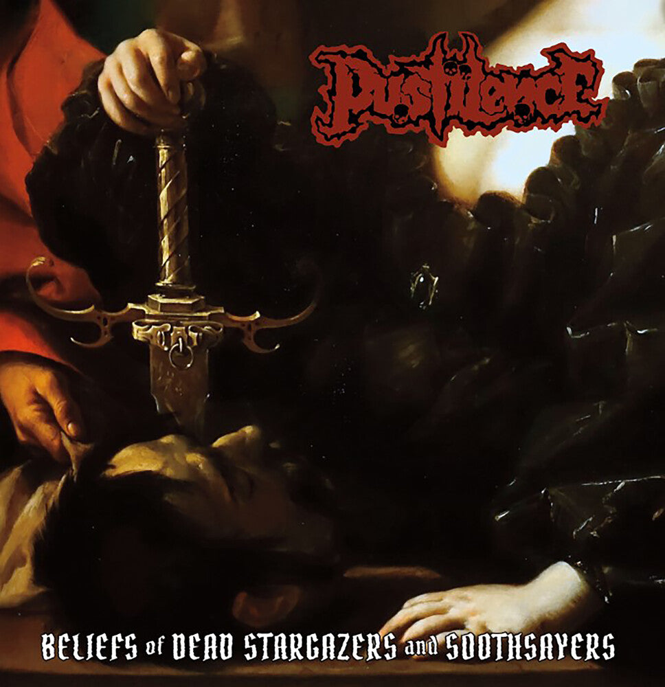 the album cover for Pustilence - Beliefs Of Dead Stargazers And Soothsayers