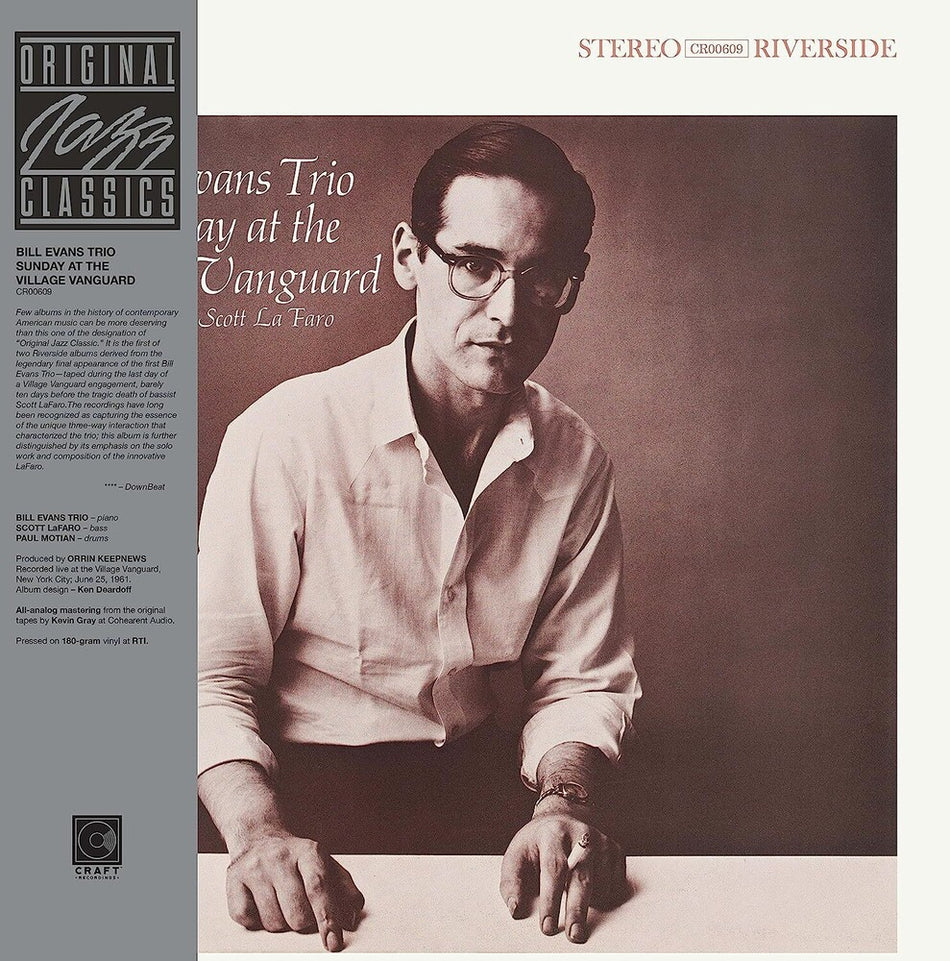 the album cover for Bill Evans Trio - Sunday At The Village Vanguard: Original Jazz Classics Series [LP]
