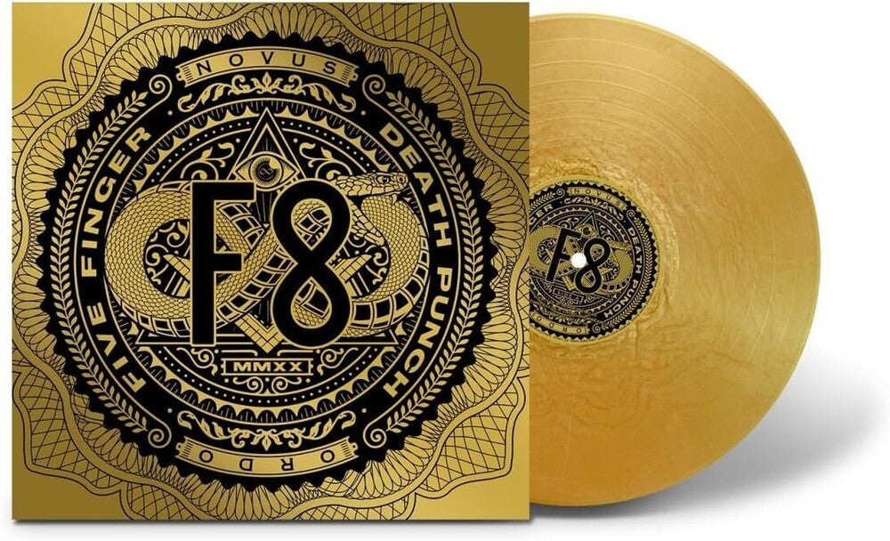 the album cover for Five Finger Death Punch - F8 [Limited Edition Gold LP]
