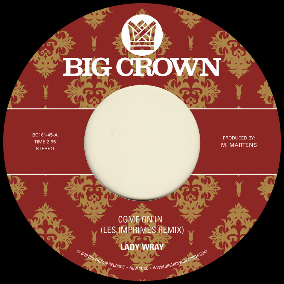 the album cover for Lady Wray, Les Imprimés, & Surprise Chef - Come On In (Les Imprimés Remix) b/w Under The Sun (Surprise Chef Remix) [Vinyl Single]