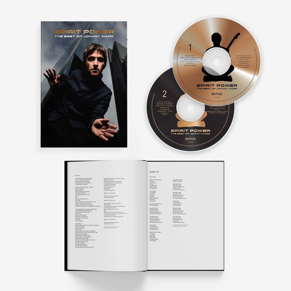 the album cover for Johnny Marr - Spirit Power: The Best of Johnny Marr [Deluxe 2CD]