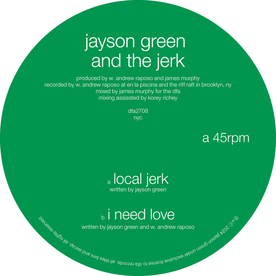 the album cover for Jayson Green  & The Jerk - Local Jerk / I Need Love