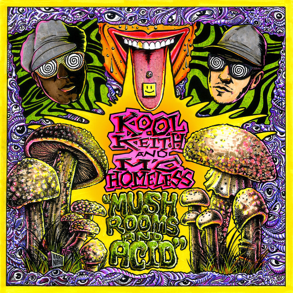 the album cover for Kool Keith / Mc Homeless - Mushrooms & Acid (Rsd) (Blk) [Colored Vinyl] [Record Store Day] (Wht) 