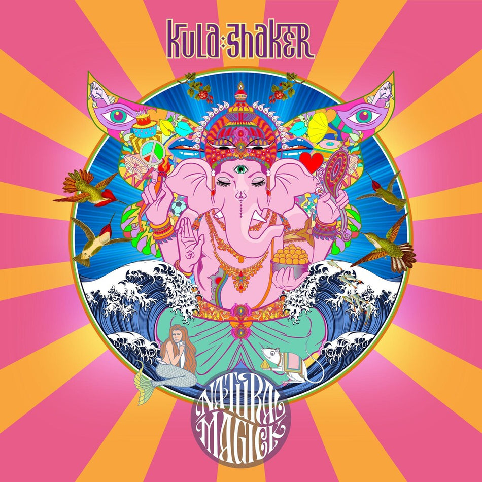 the album cover for Kula Shaker - Natural Magic [Indie Exclusive Limited Edition Tie-Dye Orange & Yellow LP]