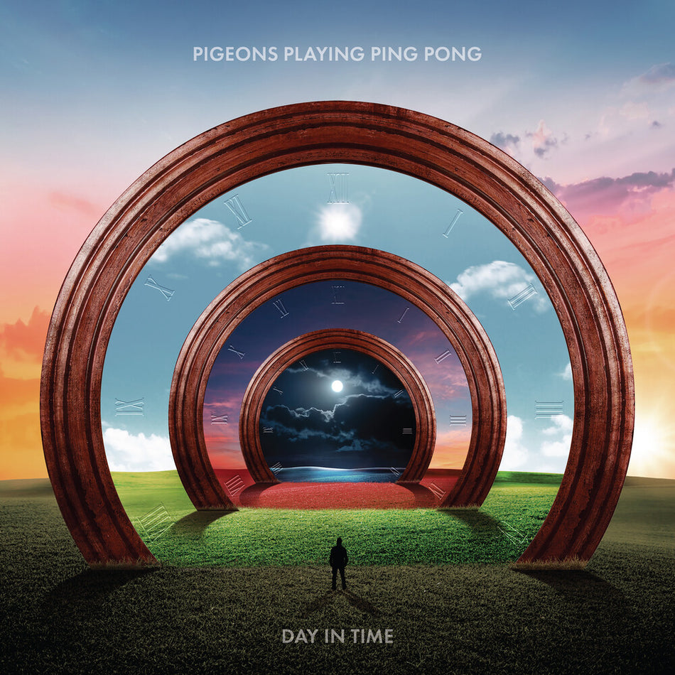 the album cover for Pigeons Playing Ping Pong - Day In Time - Black Galaxy [Colored Vinyl]