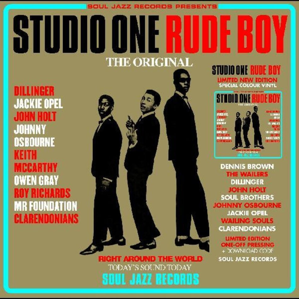 the album cover for Soul Jazz Records Presents - Studio One Rude Boy [Colored Vinyl] (Cyn) (Red) [Record Store Day] 