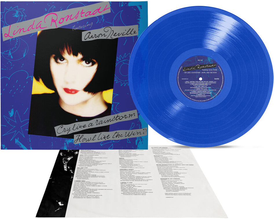 the album cover for Linda Ronstadt - Cry Like A Rainstorm - Howl Like The Wind (Blue)