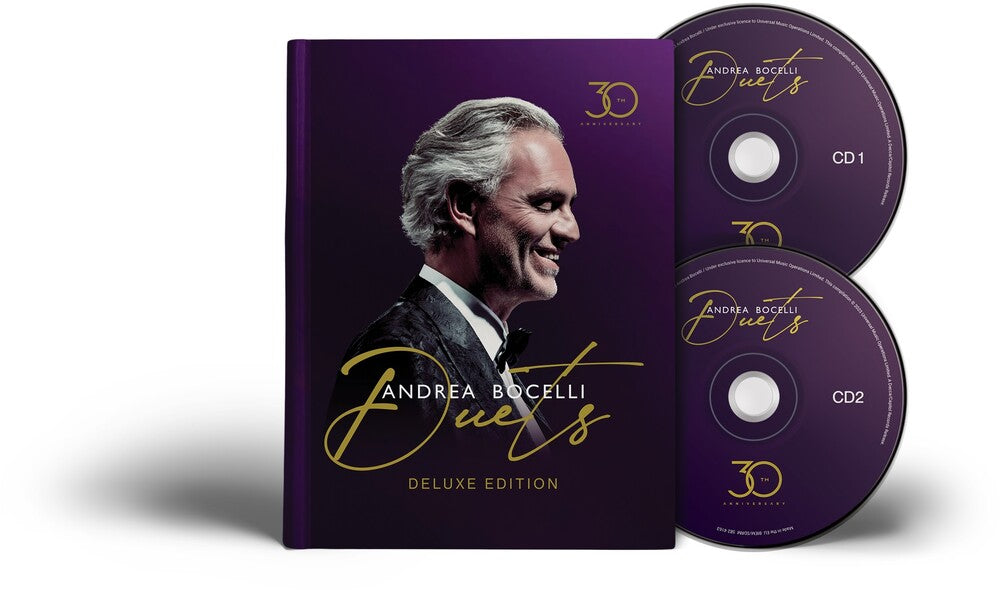 the album cover for Bocelli, Andrea - Duets - 30th Anniversary [Deluxe Hardcover Book Edition 2 CD]