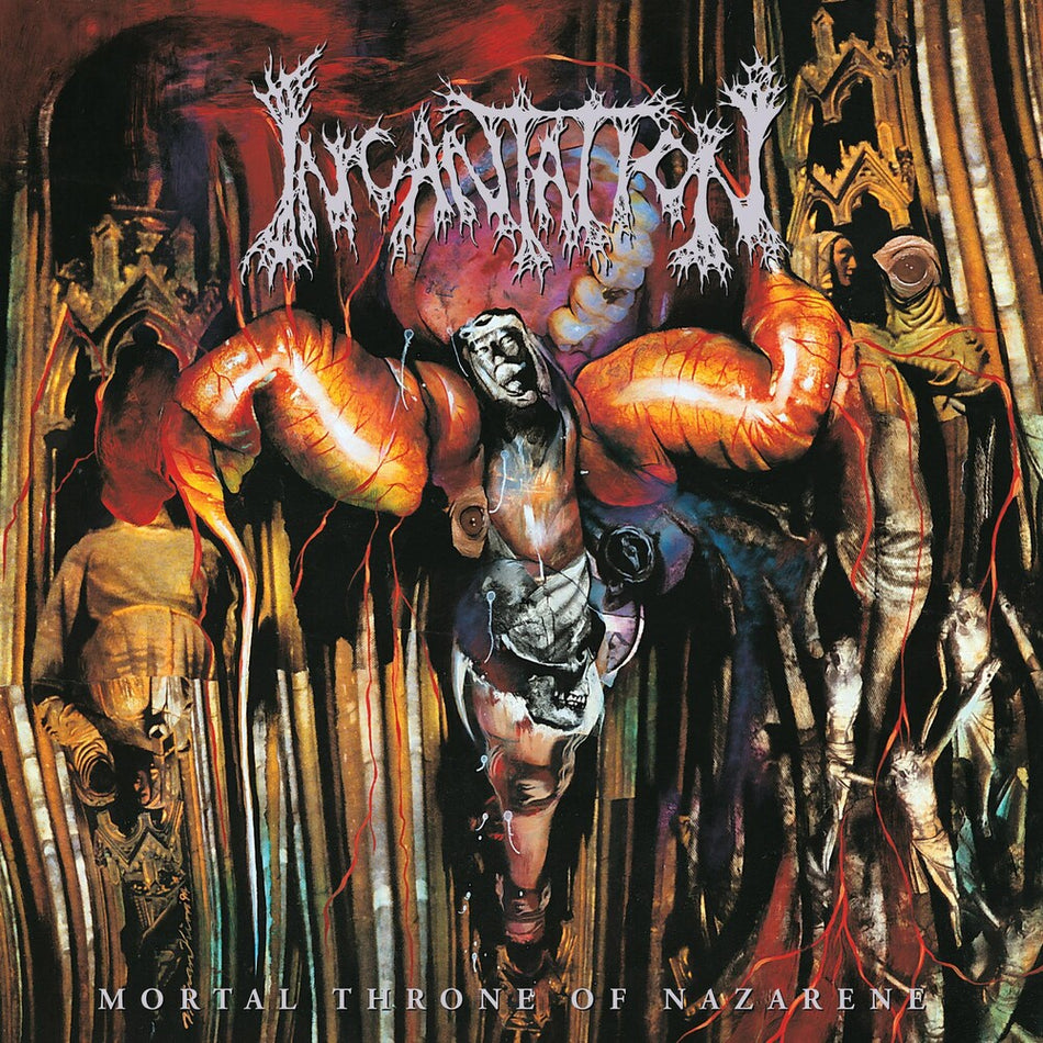 the album cover for Incantation - Mortal Throne Of Nazarene [Custom Ripple Vinyl]