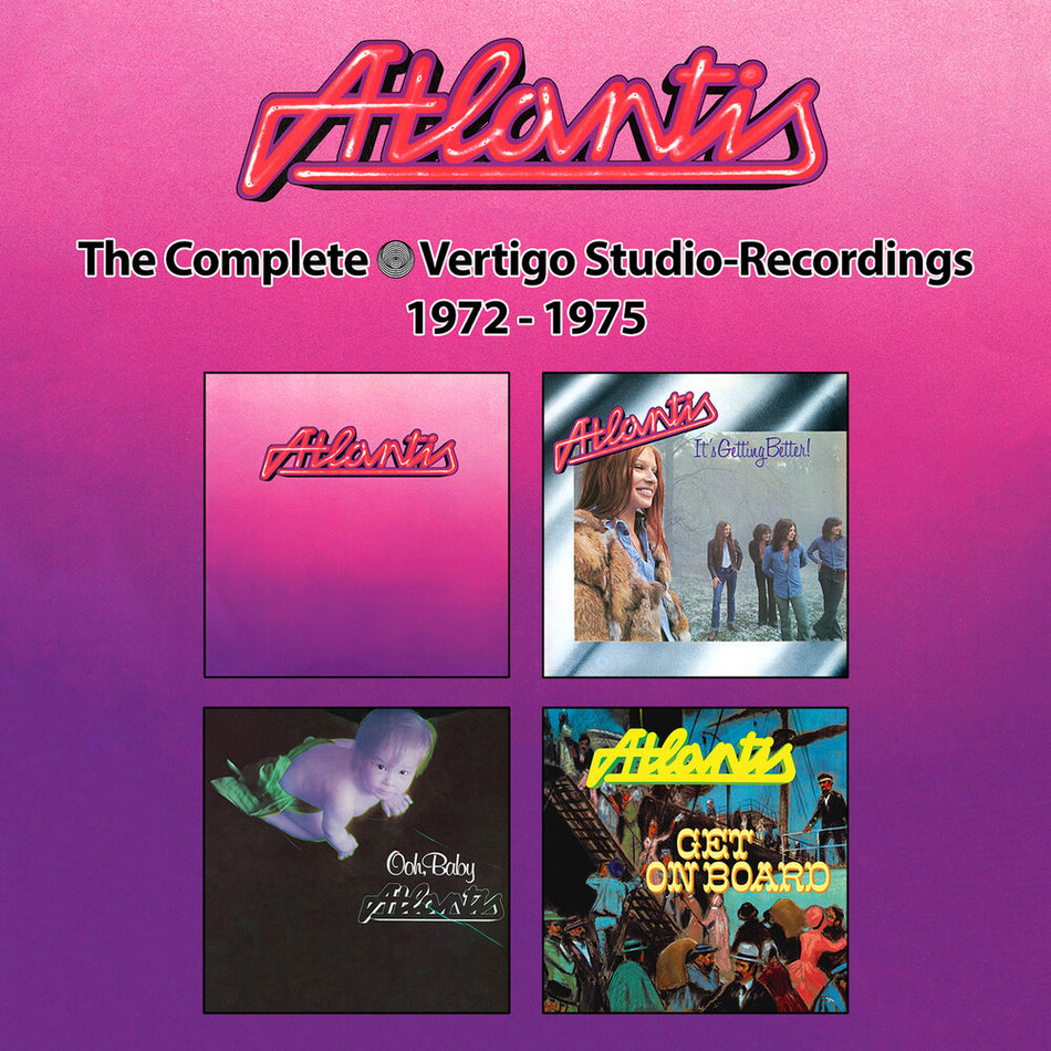 the album cover for Atlantis - Get On Board: Complete Vertigo Recordings 1972-75