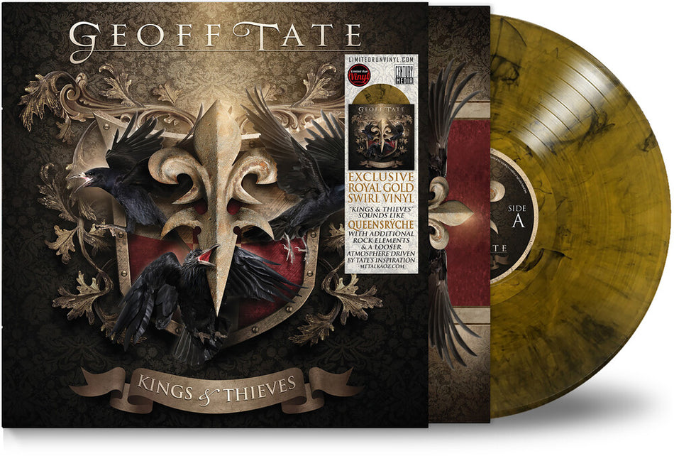 the album cover for Geoff Tate - King's & Thieves - Royal Gold Swirl [Colored Vinyl] (Gold)