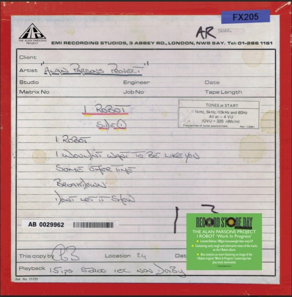 the album cover for The Alan Parsons Project - I Robot (Work In Progress)