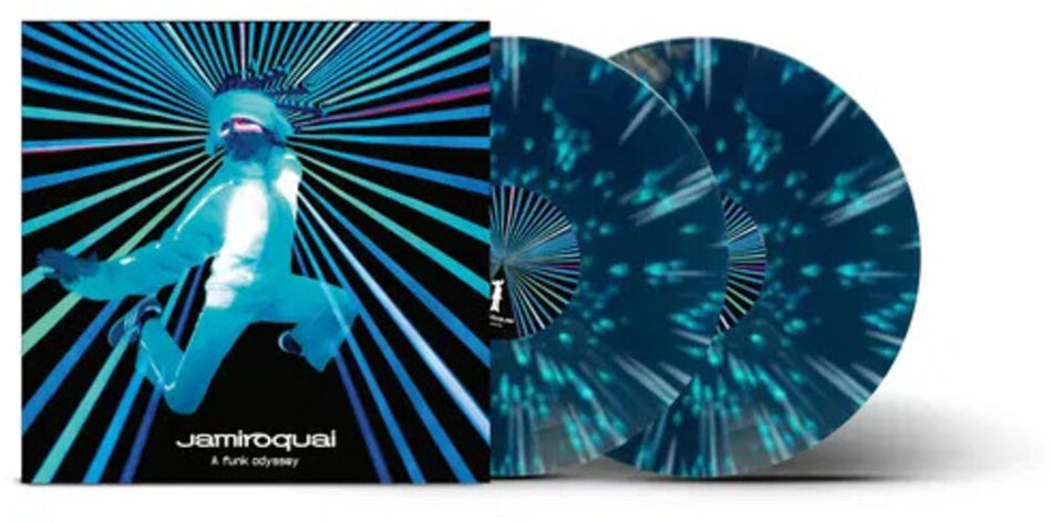 the album cover for Jamiroquai - Funk Odyssey (Blue) [Colored Vinyl] [Limited Edition] (Spla) (Uk)