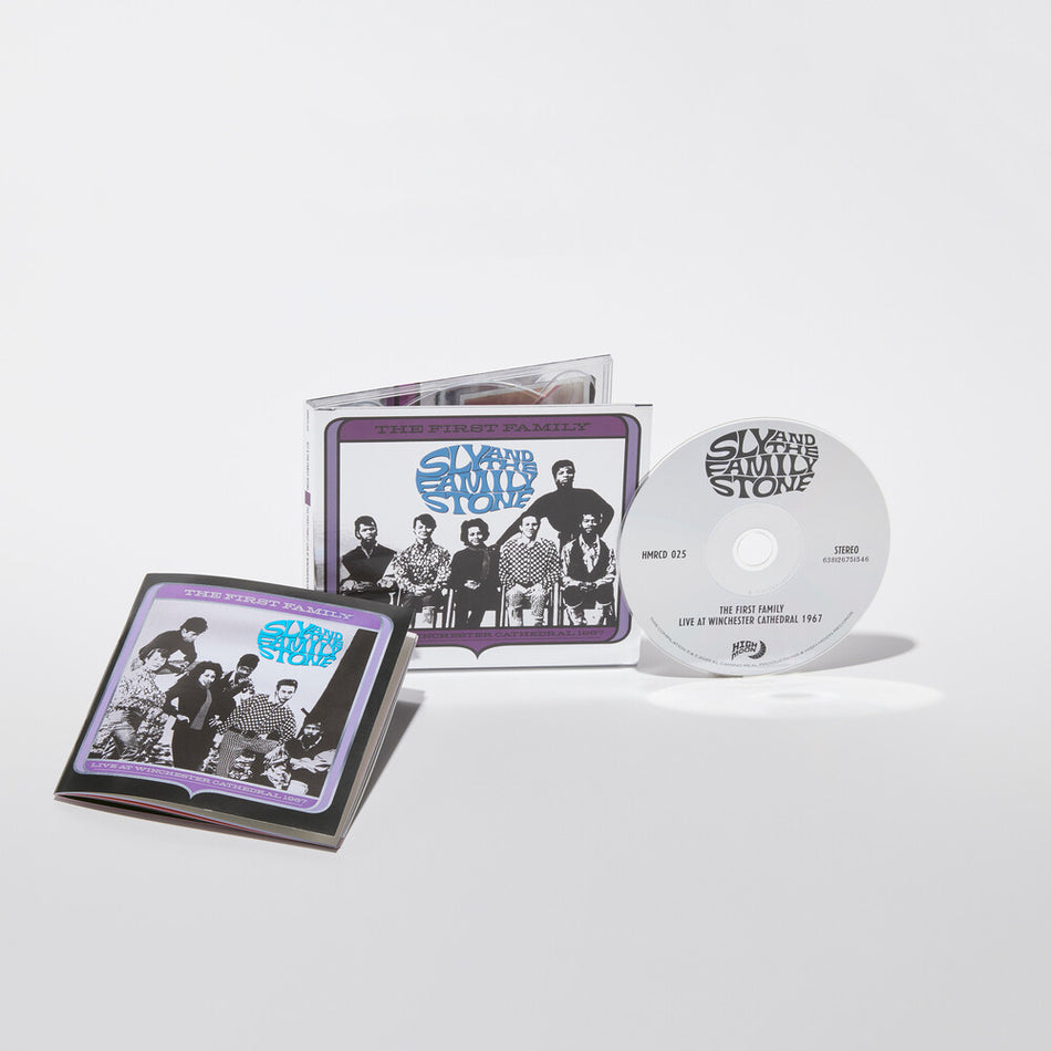 the album cover for Sly &amp; The Family Stone - The First Family: Live at Winchester Cathedral 1967 -  [Deluxe Foil Digipak w/ Bonus track and 52 Page Book]