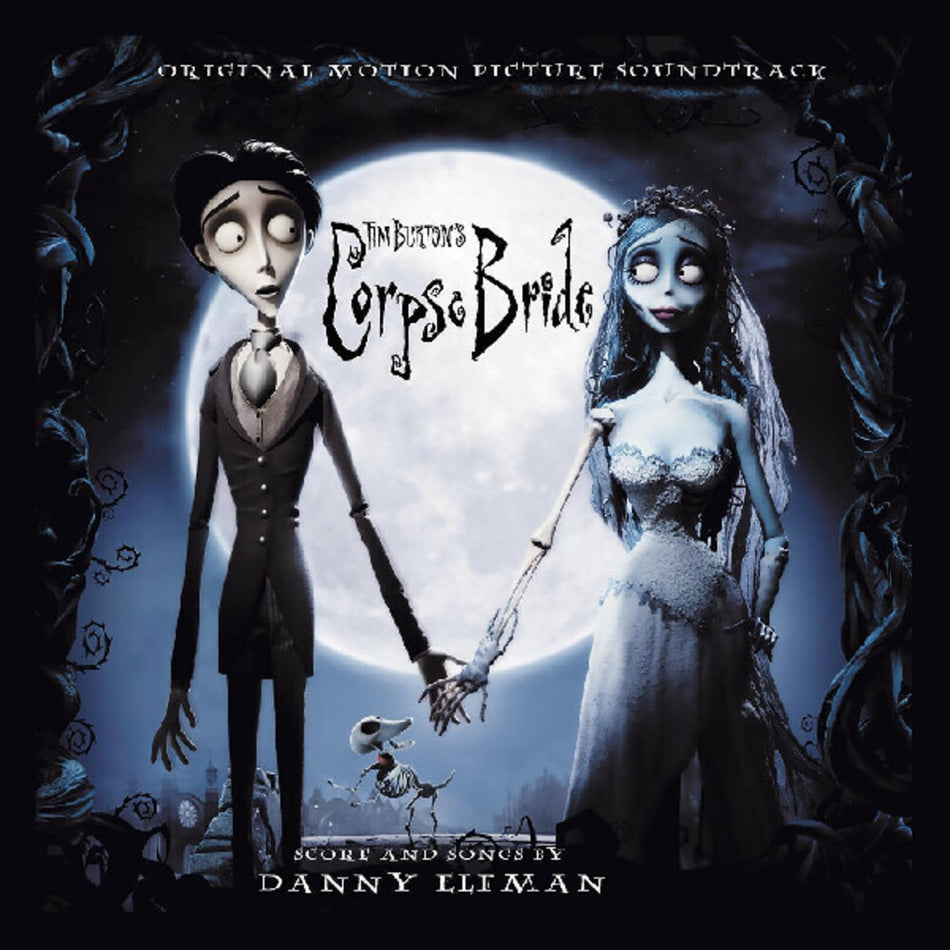 the album cover for Danny Elfman - Corpse Bride - O.S.T. [Blue Moon with Purple and Black Ghost Splatter Colored Vinyl]