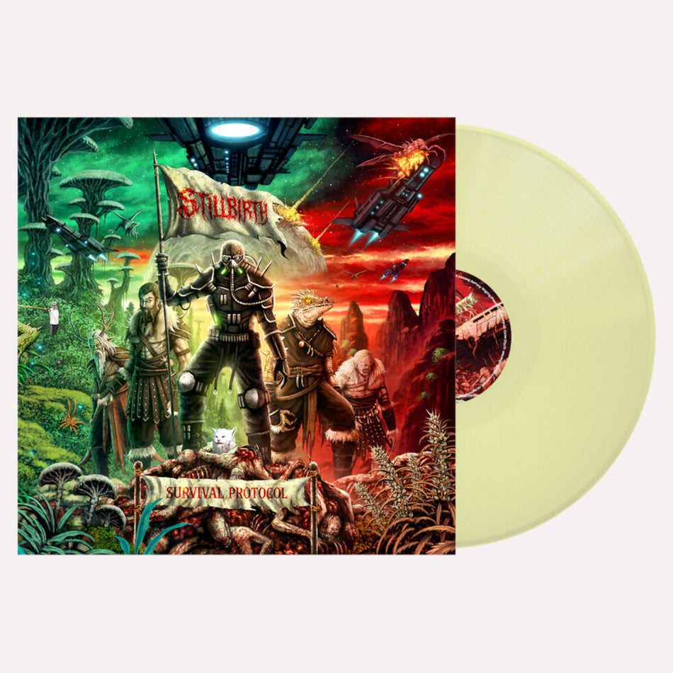 the album cover for Stillbirth - Survival Protocol [Transparent Lime Green LP]
