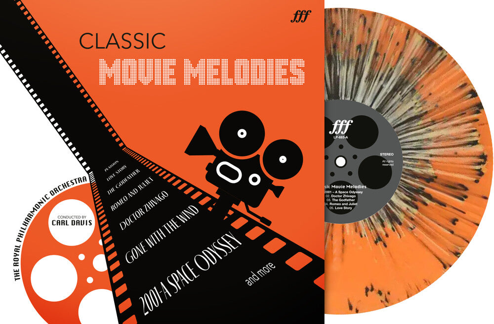 the album cover for Royal Philharmonic Orchestra (Colv) (Org) (Spla) - Classic Movie Melodies - Orange Splatter Vinyl