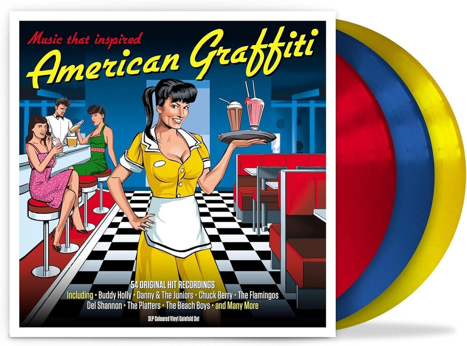 the album cover for American Graffiti / Various (Blue) (Colv) (Red) - American Graffiti / Various - Red Blue & Yellow