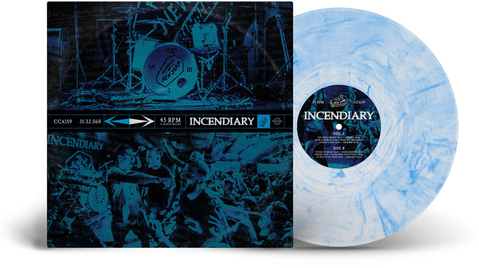 the album cover for Incendiary - Product of New York [Indie Exclusive Clear w/ Cyan Marble]