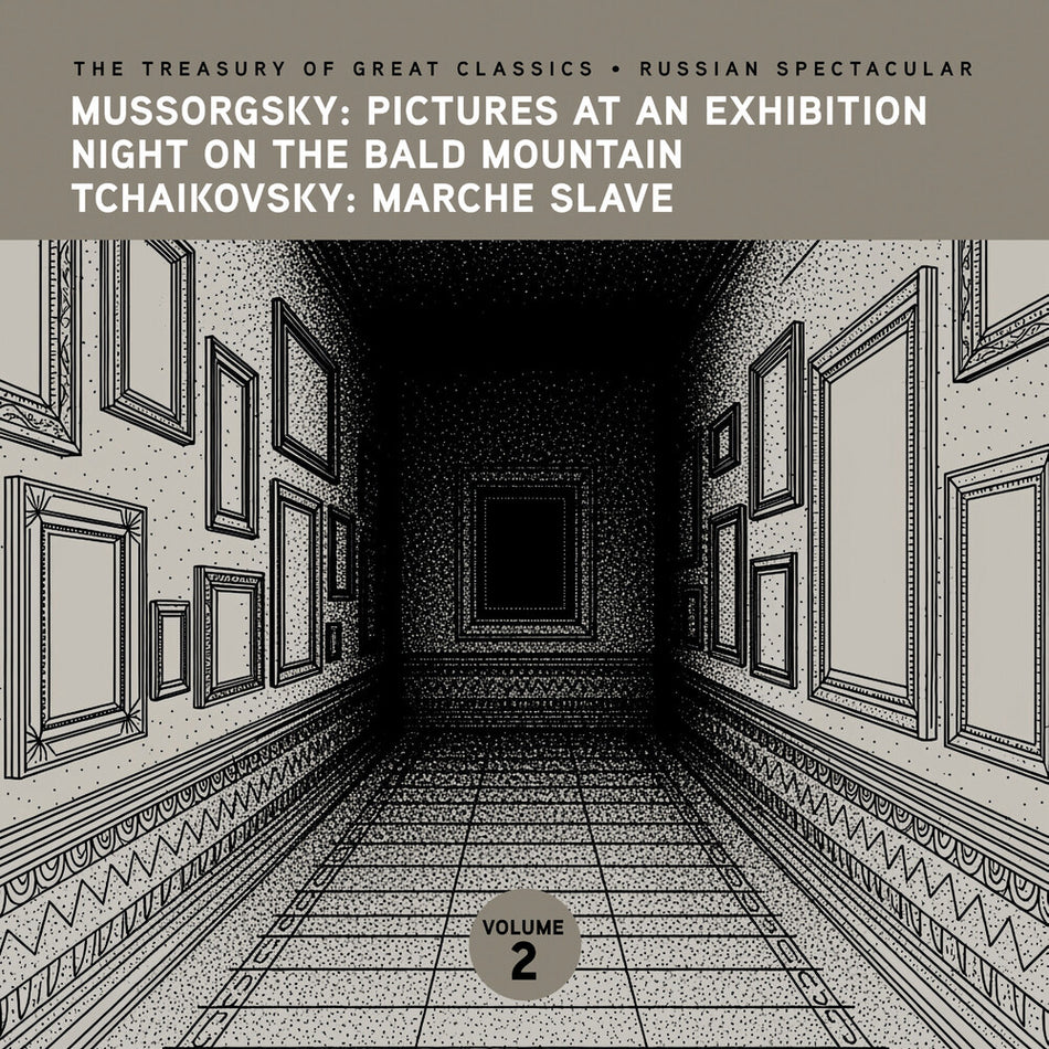 the album cover for Prague Symphony Orchestra - The Treasury of Great Classics - Russian Spectacular - Vol. 2. Mussorgsky: Pictures at an Exhibition, Night on Bald Mountain & T