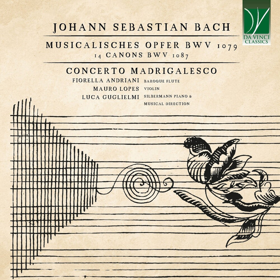 the album cover for Fiorella & Mauro Lopes & Luca Guglielmi Andriani - Johann Sebastian Bach: Musicalisches Opfer Bwv 1079, 14 Canons Bwv 1087