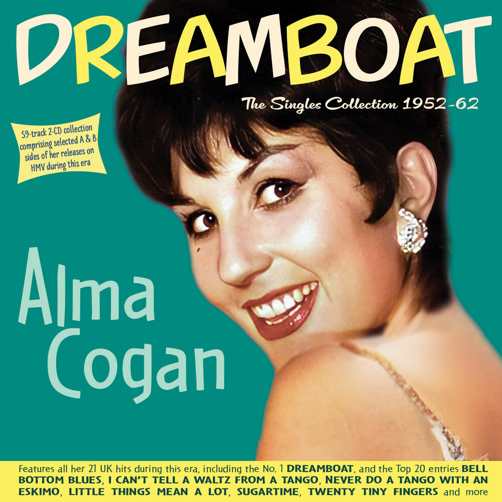 the album cover for Alma Cogan - Dreamboat: The Singles Collection 1952-62