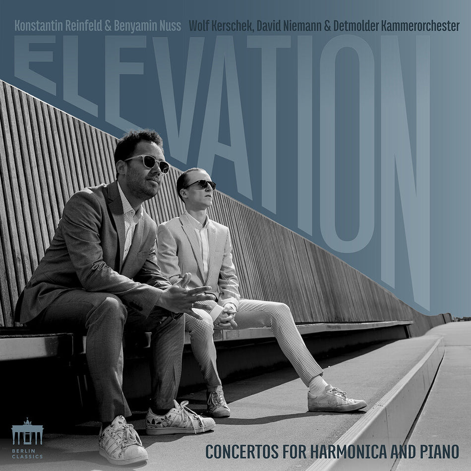 the album cover for Benyamin Nuss - Elevation - Concertos For Harmonica & Piano