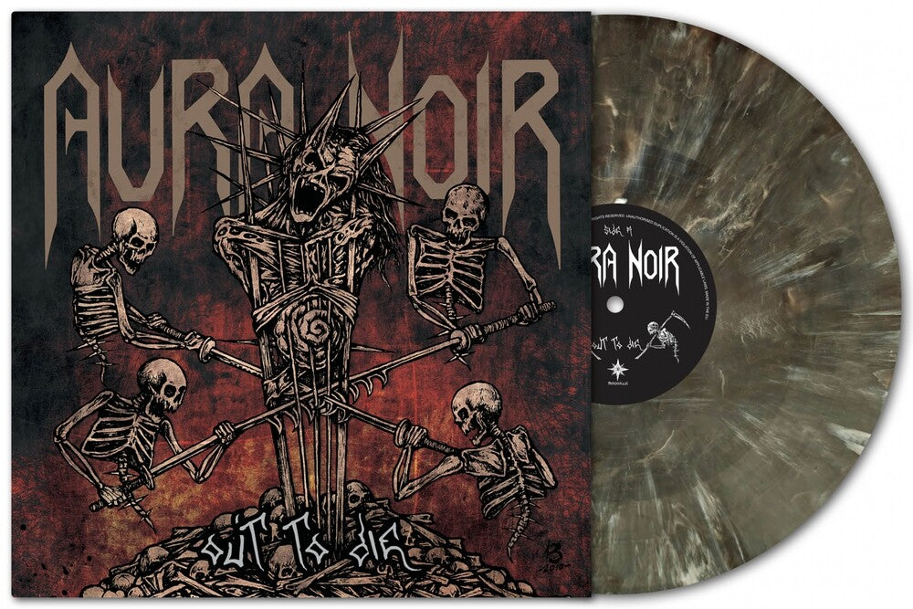 the album cover for Aura Noir - Out To Die - Black Transparent & White Vinyl (Blk)
