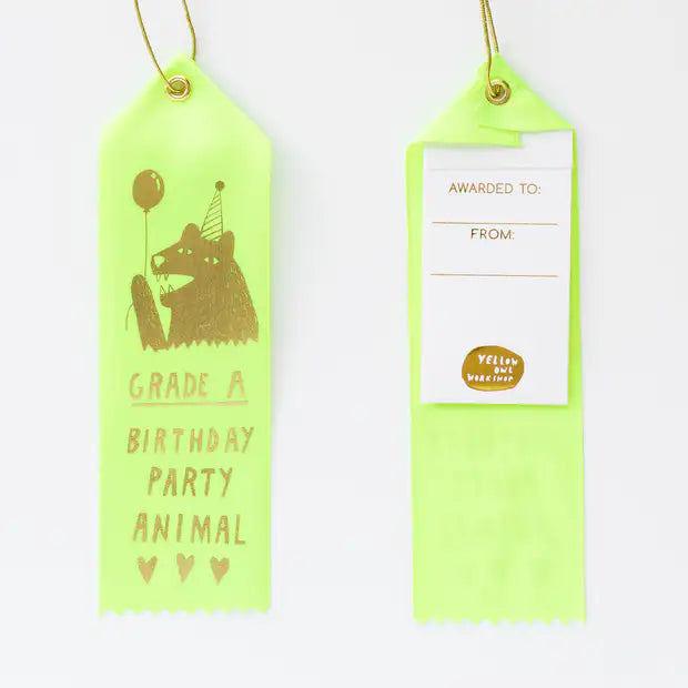 Grade A Birthday Party Animal - Award Ribbon Card